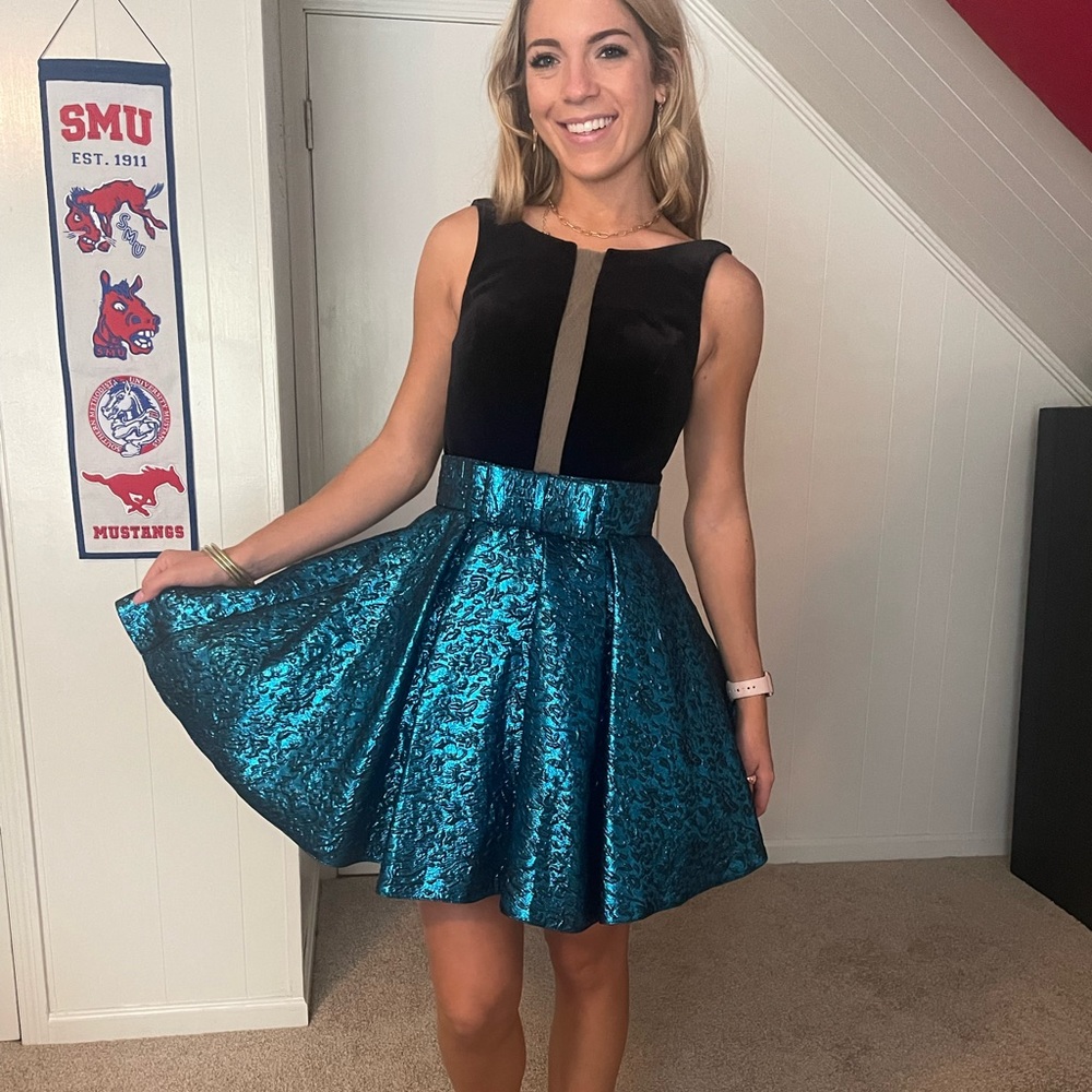 Electric blue/black velvet Jovani -size 4